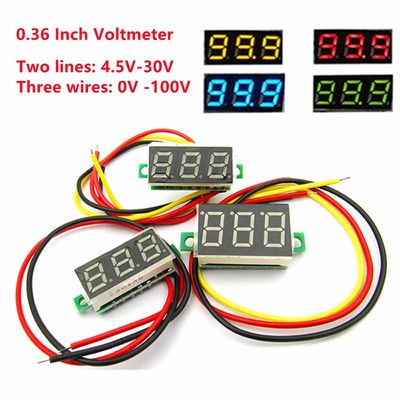 Ammeter Digital 0.36 Inci Voltmeter 2 Kabel 3 Kabel 4 Digit LED