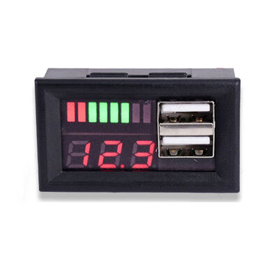 Red LED Digital Display Voltmeter Panel Mini Battery Tester for DC 12V Cars Motorcycles USB 5V2A Output AC Power Supply
