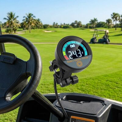 Waterproof Round LCD Battery Indicator 8-100V DC Power Meter for Lead Acid Lithium EV Golf Cart - Low Voltage Alarm OEM