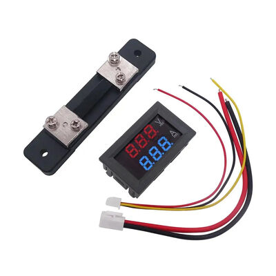 Dual Display Digital Voltmeter Ammeter Red Blue LED DC 0-100V 1A 10A 50A 100A Voltage Current Meter Temperature Detection 0.28\"