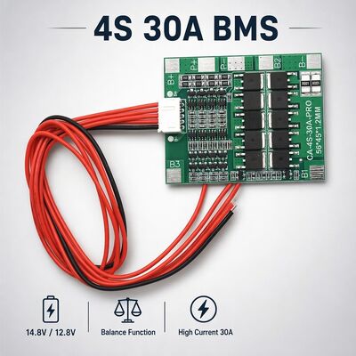 4S 30A 14.8V Li-ion Lithium Battery Protection Board BMS PCM with Balance Function for 18650 Lipo Battery Pack