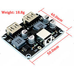 DC-DC Buck Converter Pengisian Modul Step Down 6-32V 9V 12V 24V Ke Papan Pengisi Daya Cepat USB Ganda QC3.0 QC2.0