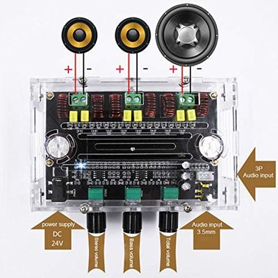 3 Saluran Audio Amplifier Module DC 6-100V dengan 80W*2+100W output power untuk sistem audio profesional