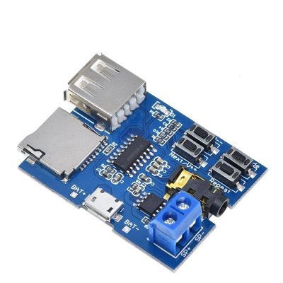 Papan Dekoder MP3 dengan Kartu TF Amplifier Mono 2W dan Mode Pemutaran U Disk untuk Modul Pemutar Audio Baterai Lithium 3.7V