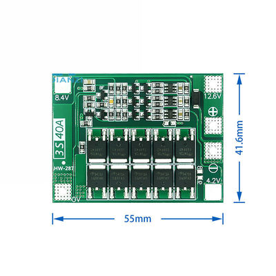 Konverter Dc Dc Papan Pelindung Baterai Lithium 3S 11.1V 12.6V 40A 18650