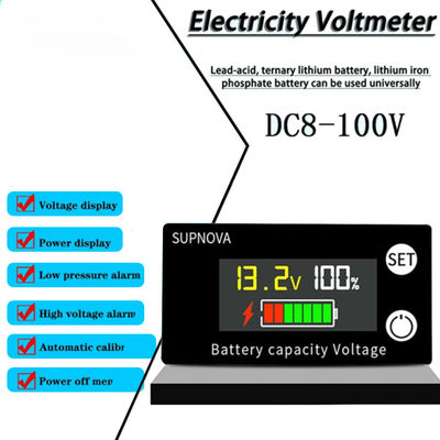 Pengukur Volt Sepeda Motor Pengukur Tegangan Volt Pengukur Amper Digital Asam Timbal 12V-84V