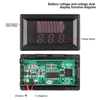 Pengukur Kapasitas Baterai Lithium LED 0,56 &quot;12V 24V 36V 48V 60V 72V