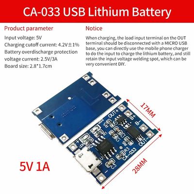 CA-033 BMS Papan Pelindung Baterai Modul Pengisi Daya Baterai Lithium 4.5V-5V