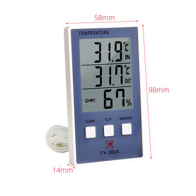 Meteran Kelembaban Suhu Akurasi 1,8F C/F Sensor Tampilan LCD Stasiun Cuaca Probe