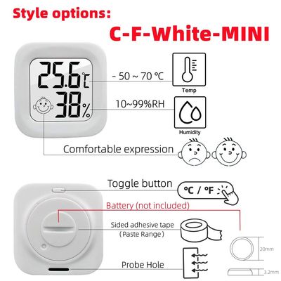 Pengukur Suhu Kelembaban Pengontrol Termometer Digital ABS 4.3*4.3*1.2cm
