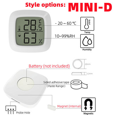 Pengukur Suhu Kelembaban Pengontrol Termometer Digital ABS 4.3*4.3*1.2cm