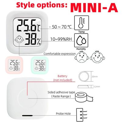 Pengukur Suhu Kelembaban Pengontrol Termometer Digital ABS 4.3*4.3*1.2cm