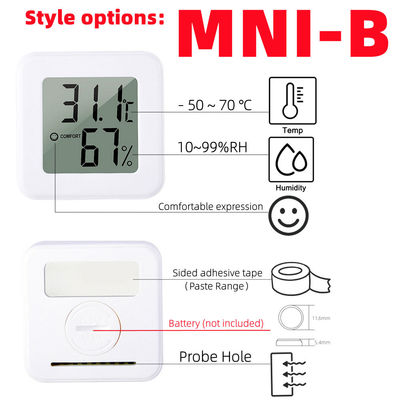 Pengukur Suhu Kelembaban Pengontrol Termometer Digital ABS 4.3*4.3*1.2cm