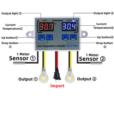 Pengontrol Termometer Digital LED Ganda Pemanas Listrik 220V