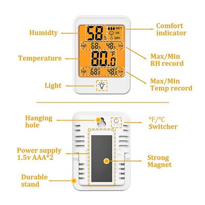 Pengukur Kelembapan Suhu Ruangan LCD 10% - 99%RH -4F-158F