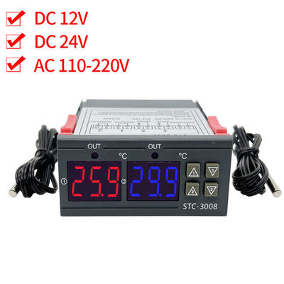 STC-3008 Pengontrol Termometer Digital Dua Output Relai dengan Probe 12V 24V 220V