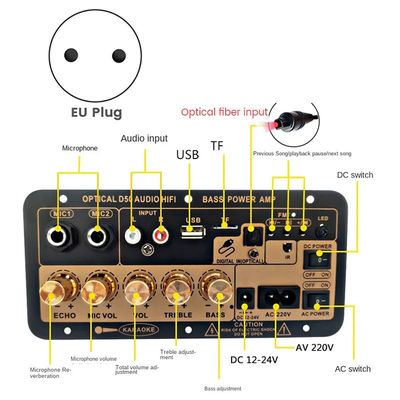 D50 100W Power Output Amplifier Board dengan Optical Audio Input dan Adjustable High Low Tones Bluetooth AMP