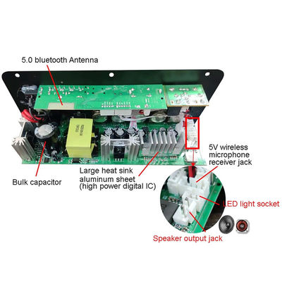D100W Bluetooth 5.0 Power Amplifier Board AC 220V DC 12-24V 5V Wireless Module Untuk 8-12 Inch
