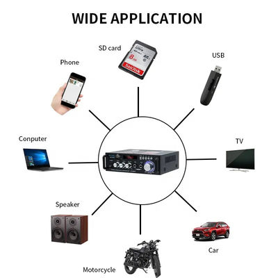 120W LDZS AV-298BT Stereo Audio Amplifier dengan Wireless BT 2.0 dan HIFI Sound Quality