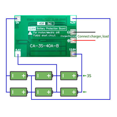 Papan Pelindung PCB BMS Baterai Lithium Li-Ion CA-3S-40A