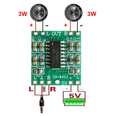 Ultra Small 20x19mm Audio Amplifier Module dengan output 2x3W dan 5V DC Power Class D Digital Power Amplifier Board