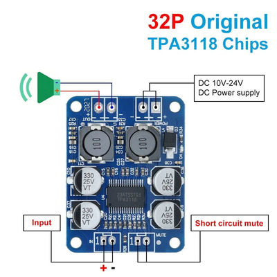 Papan Amplifier CA-3118 1*60W 8-24V TPA3118 PBTL Mono Kelas D Papan Audio Amplifier Daya Digital