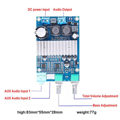 CA-3316A Digital Power Amplifier Board 100W Stereo Kelas D 12-24V BASS AMP TPA3116
