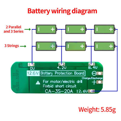 CA-3S-20A-E 11.1V 12V 12.6V BMS Papan Pelindung Baterai Modul Lithium 3s Bms