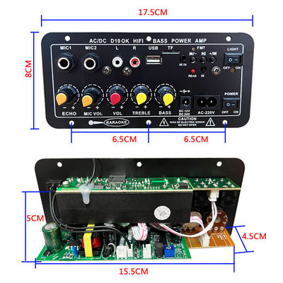 D10 BT Amplifier Audio Board dengan 200W Peak Power Bluetooth 5.0 dan Dual Microphone Input untuk Karaoke