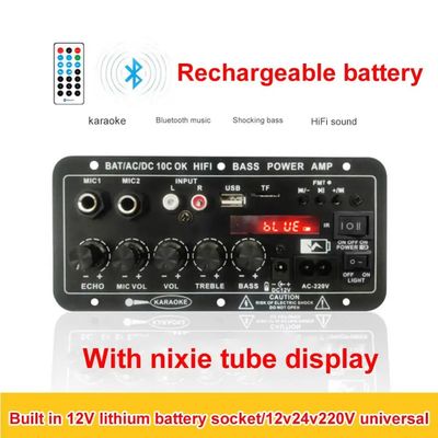 24V/220V CAR AMPLIFIER Mono Amplifier untuk Subwoofer dan Dual Microphone Karaoke Audio