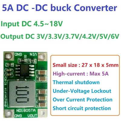 Standard Mounting Type DC-DC Converter Board untuk 4.5V-18V ke 3V-6V Regulasi Tegangan