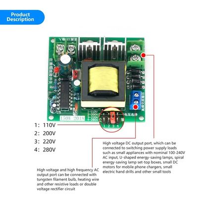12V sampai 110V 200V 220V 280V 150W Inverter Boost Board Transformer untuk Battery Inverter
