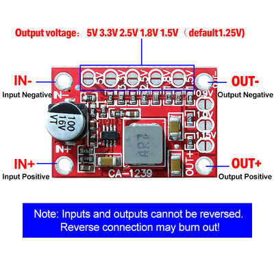Modul Daya Step Down CA-1239 Konverter Buck Dapat Disesuaikan Input 5-15V Output 1.25V/1.5V/1.8V/2.5V/3.3V/5V
