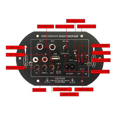 D3OK HIFI Bass Power Home Amplifier Board dengan 2 Saluran Bluetooth 4.2 dan 12V 24V 220V Audio Amplifier Board