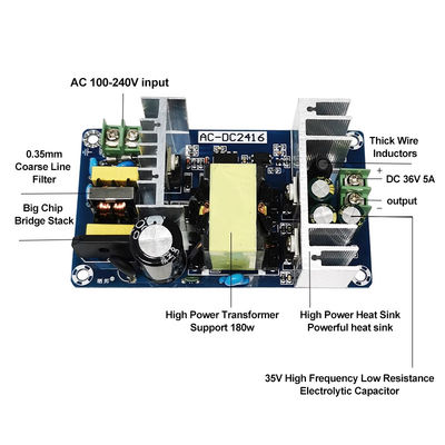 DC 36V Output Voltage AC/DC Konverter board 100-240V 5A 180W Switching Power Supply Module