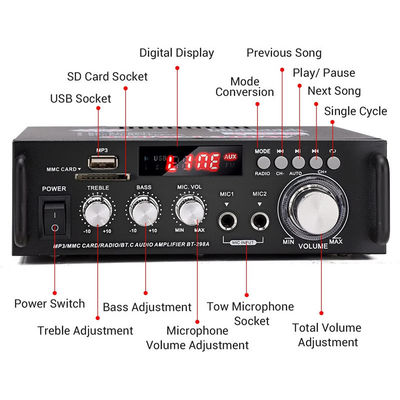 300W Digital HIFI Audio Stereo Power Amplifier dengan LCD Display dan Bluetooth