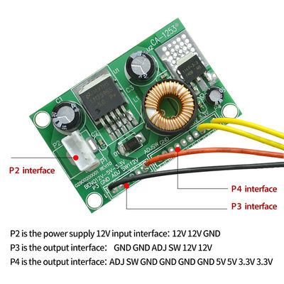 12V hingga 5V hingga 3.3V LCD Power Supply Module DC Converter Board dengan Integrated Circuit