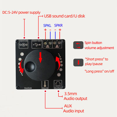Speaker Saluran Ganda 2X50W 3.5Mm AUX Audio Stereo BT 5.0 Amp Papan Amplifier Daya HIFI Digital