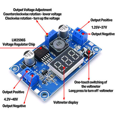 LM2596S Adjustable Step-Down Buck Converter Power Supply Module dengan display dan satu