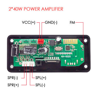 FLAC didukung 2 * 40W Mobil Bluetooth Audio Motherboard untuk lossless Music Decoding