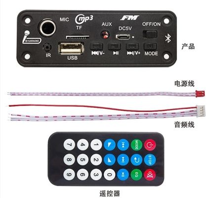 2X3W BT 5.0 Decoder Board dengan FM Radio dan MP3 Player Module untuk Audio Playback