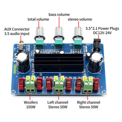 100W 2*50W BT Digital Audio Power Amplifier Board TPA3116D2 untuk Amplifier Rumah