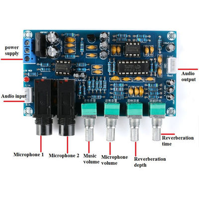 12V Dual AC12V PT2399 Digital Microphone Amplifier Board Modul Reverberasi Karaoke