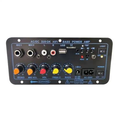 D20 60-200W BT Amplifier Board Mobil Stereo Amplifier Subwoofer USB FM Radio TF Player Dual Mikrofon