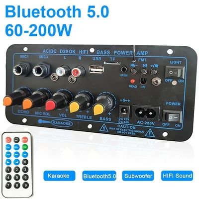 D20 60-200W BT Amplifier Board Mobil Stereo Amplifier Subwoofer USB FM Radio TF Player Dual Mikrofon