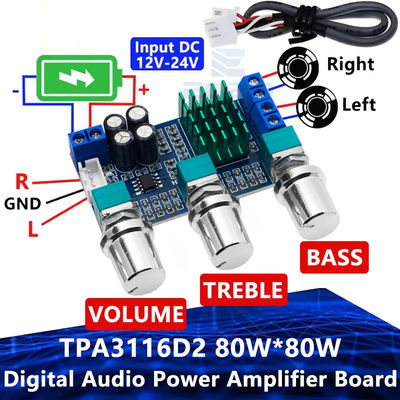 80W x 2 Dual Channel Digital Audio Amplifier Board TPA3116D2 Modul dengan Efisiensi Tinggi > 90%