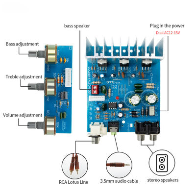 TDA2030 Subwoofer Power Amplifier Board 2.1CH 15W*2 30W Stereo Audio Amplifier dengan AC 12V Dual Power
