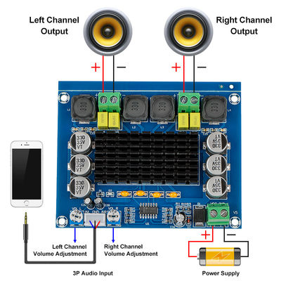 120W Dual Channel Digital Audio Amplifier Board TPA3116D2 untuk DC 12V-24V