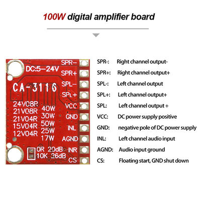 TPA3116D2 Digital Power Amplifier Board 50W Dual Channel dengan DC 5-24V dan Modulasi PWM Kelas D
