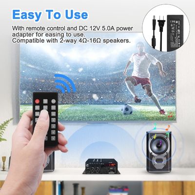 AK-380 USB SD Audio Power Amplifier 400W 2.0 CH HiFi Stereo AMP Speaker Bluetooth 5.0 Amp Penerima dengan remote control untuk rumah